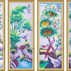 Tranh tứ quý tùng trúc cúc mai